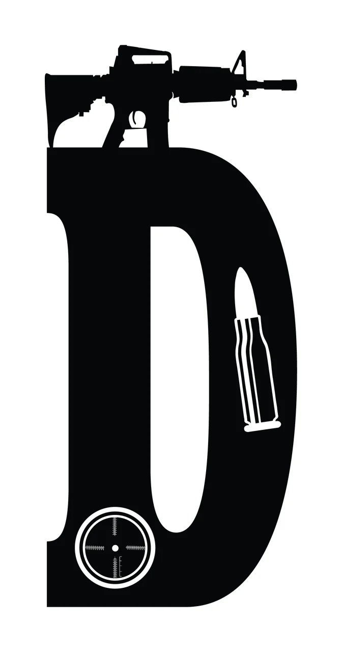 Gun Alphabet Character 19 scalable logo design icon