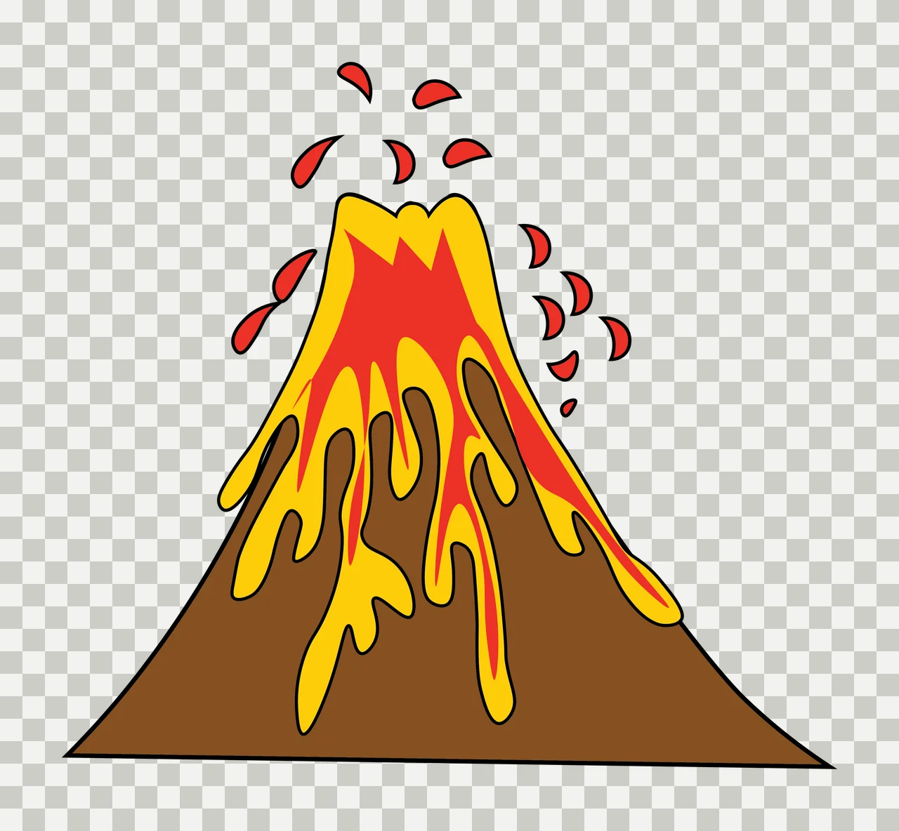 Volcano Erupting Mountain Silhouette Icon droplets black white transparency and detail preview thumbnail