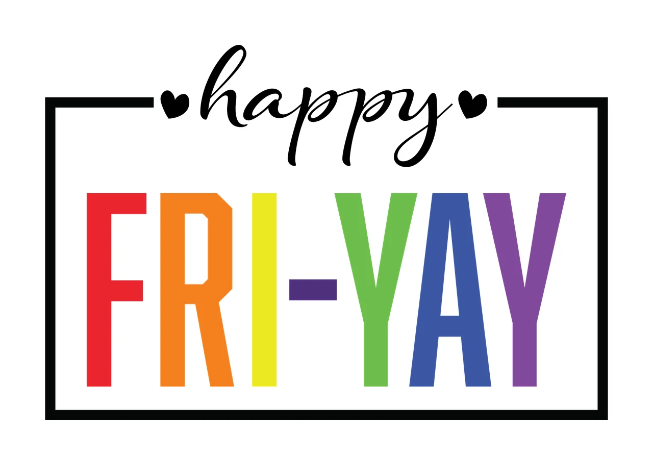 Happy Fri Yay Text With Frame And Hearts