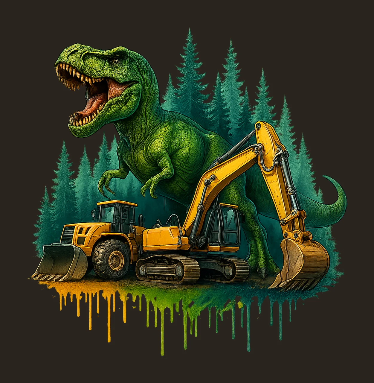 Dinosaur Excavator Sublimation Design Rex Construction Kids contrast preview thumbnail