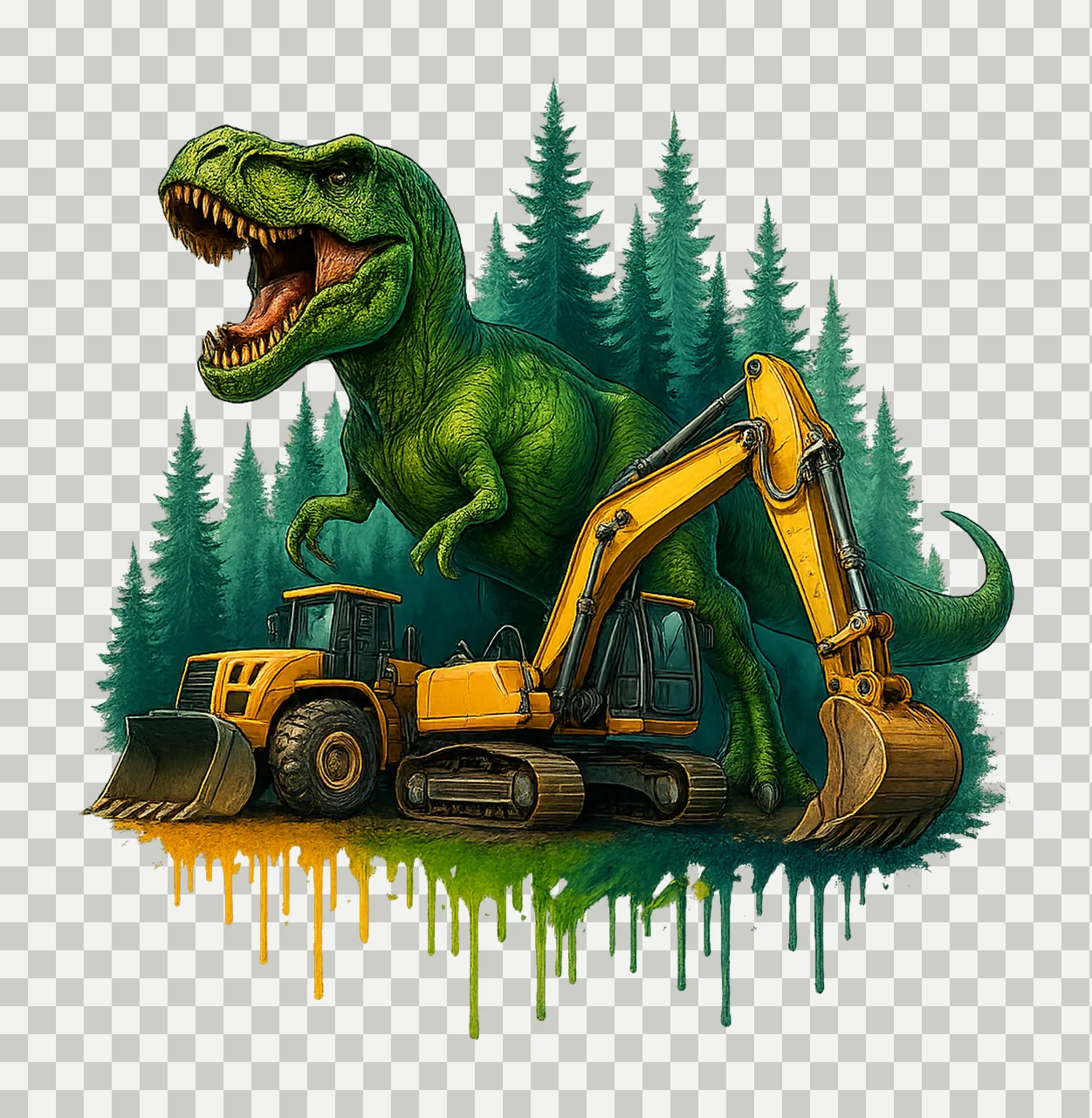 Dinosaur Excavator Sublimation Design Rex Construction Kids transparency and detail preview thumbnail