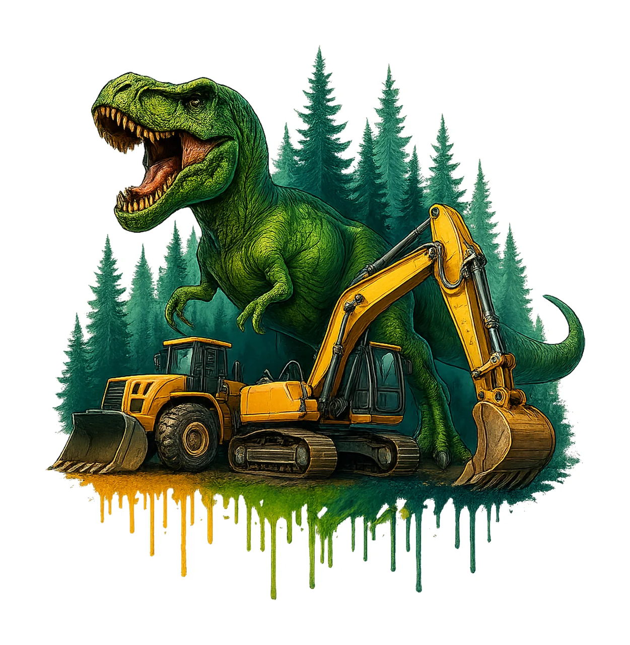 Dinosaur Excavator Sublimation Design Rex Construction Kids