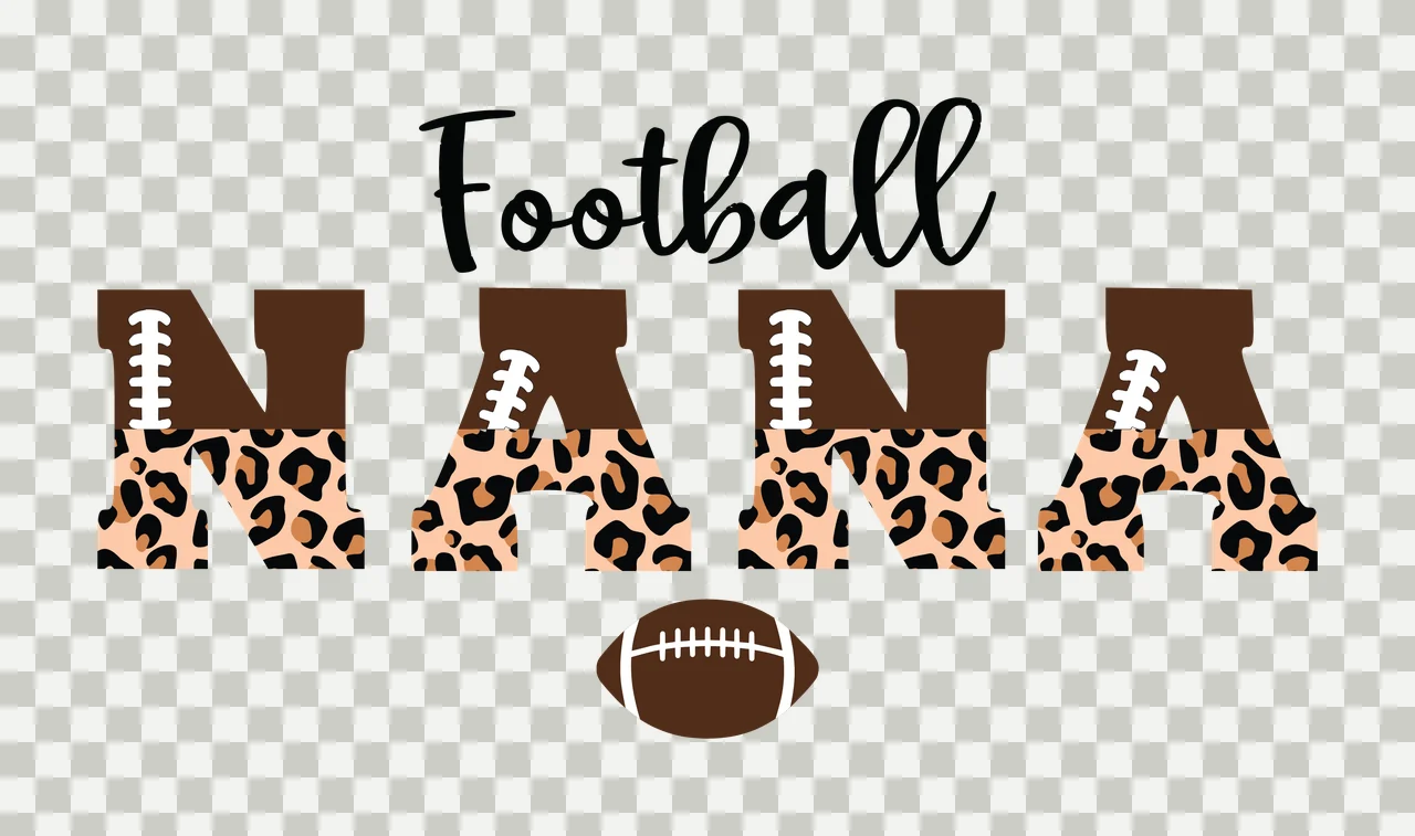 Football Nana Typography With Pattern labeling leopard print transparency and detail preview thumbnail