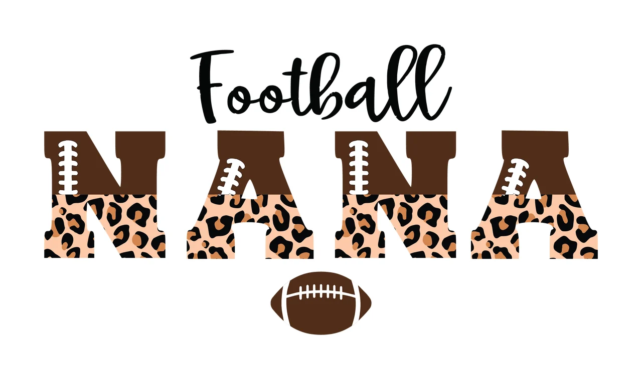 Football Nana Typography With Pattern labeling leopard print
