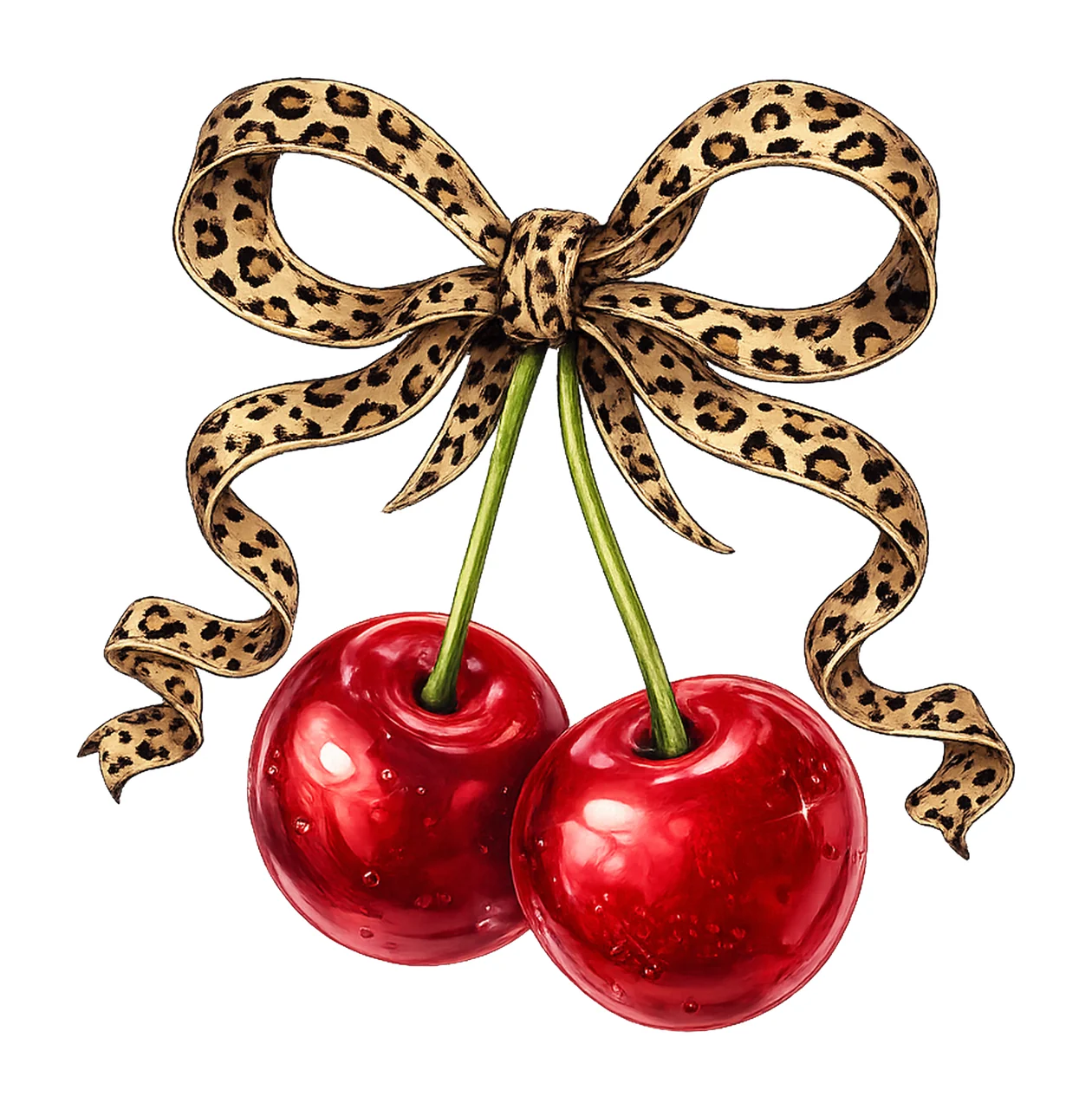 Leopard Bow Cherry Coquette Style Design Valentines Bow Love