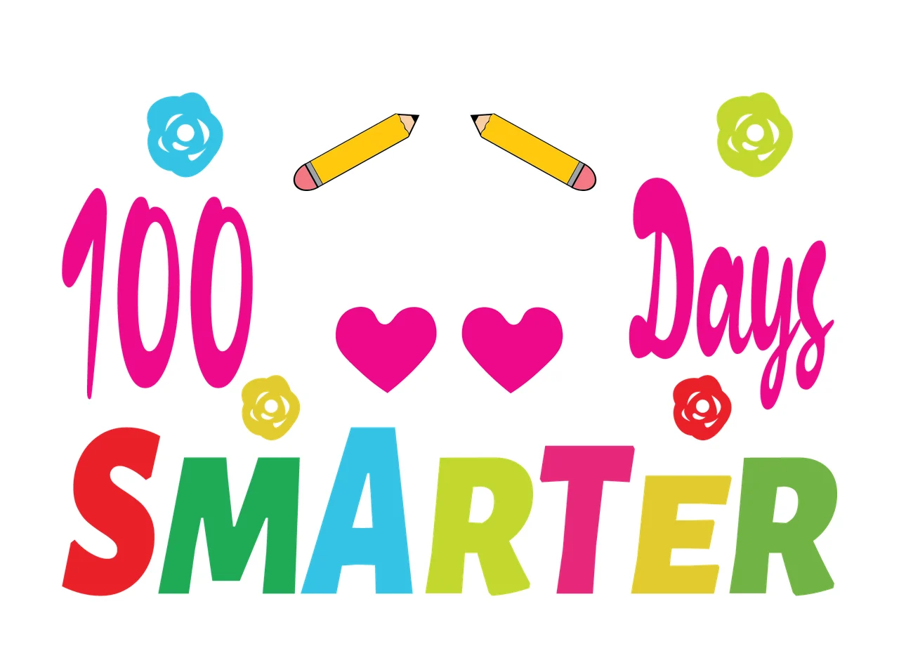 Of 100 Days Smarter Girl Portrait celebrating hair buns heart glasses