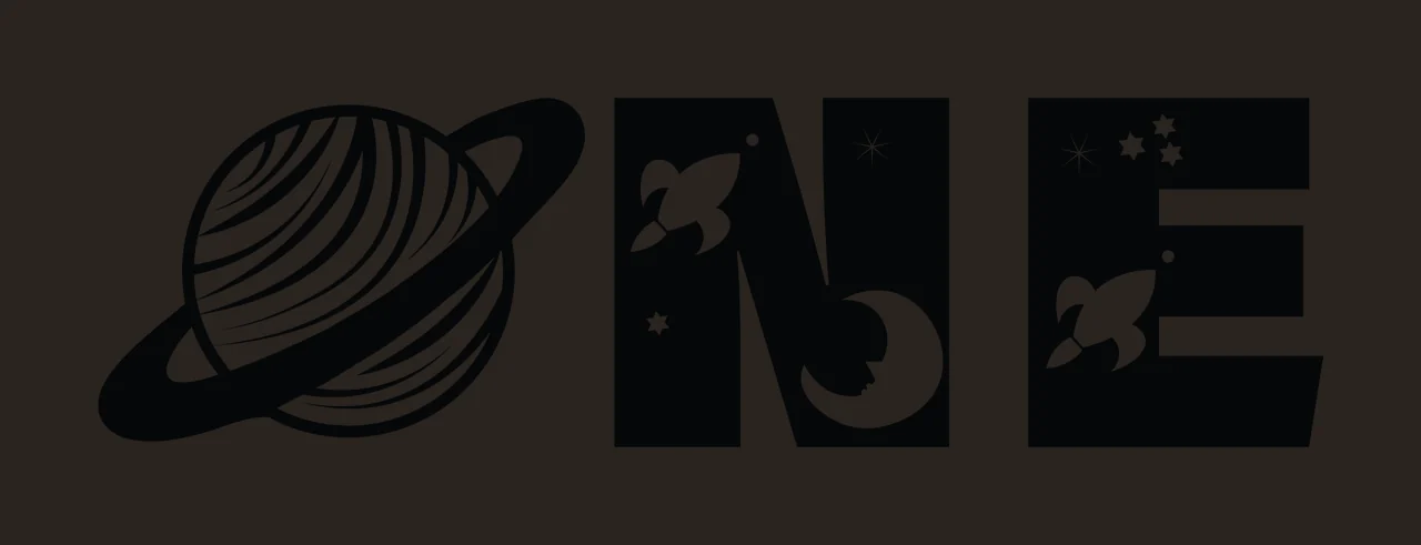 Space One Theme Letter Design Typography Forming word planet contrast preview thumbnail