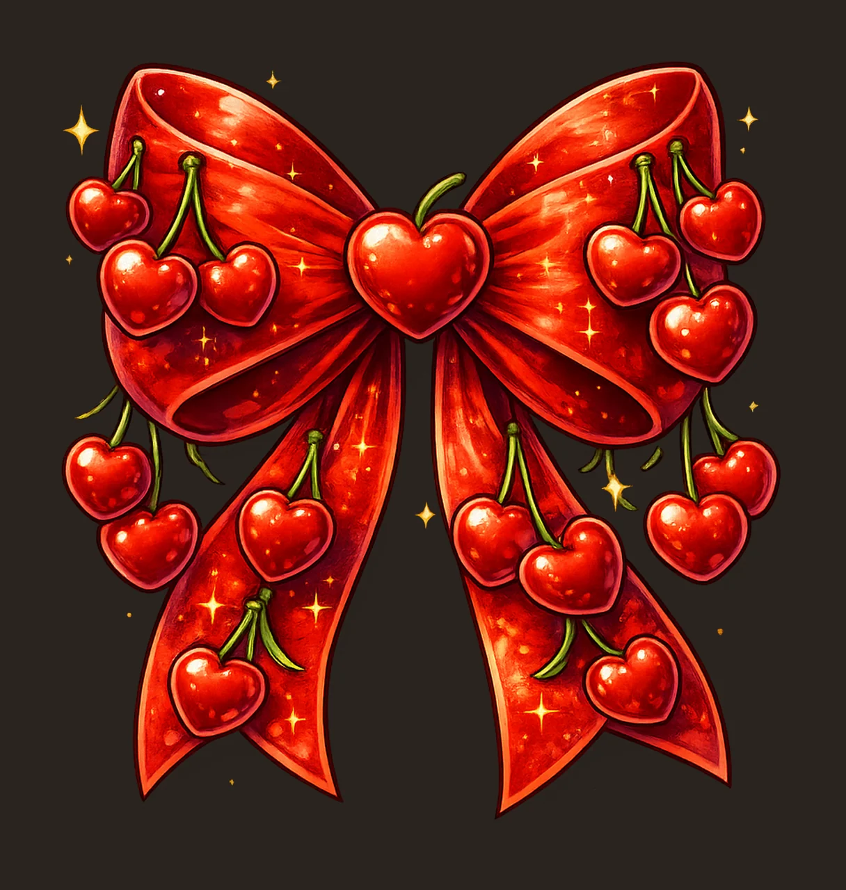 Cherry Bow Coquette Ribbon Artwork Cute Bow Design contrast preview thumbnail