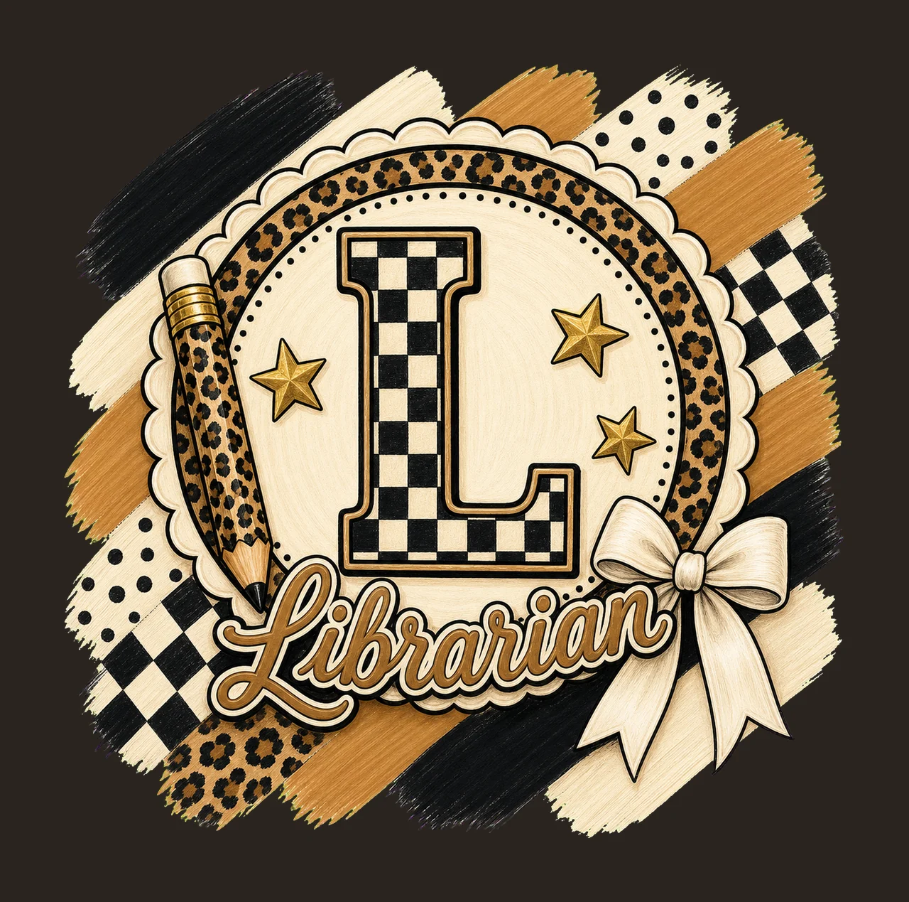 Preppy Teacher Monogram Cute Coquette School Variation D contrast preview thumbnail
