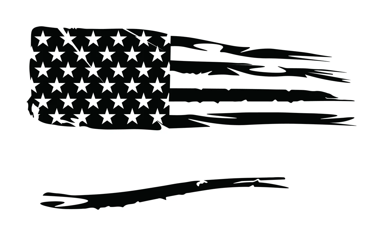 Flag American Silhouette With Loose Stripe stars stripes black
