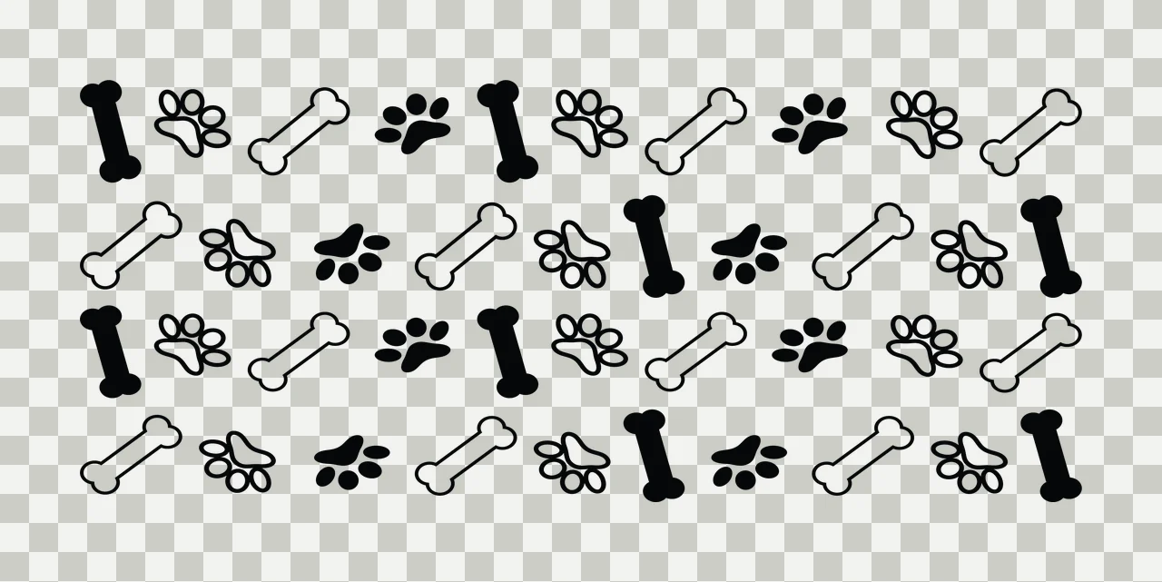 Can Glass Wrap Paw Prints And Bones Pattern repeating print transparency and detail preview thumbnail