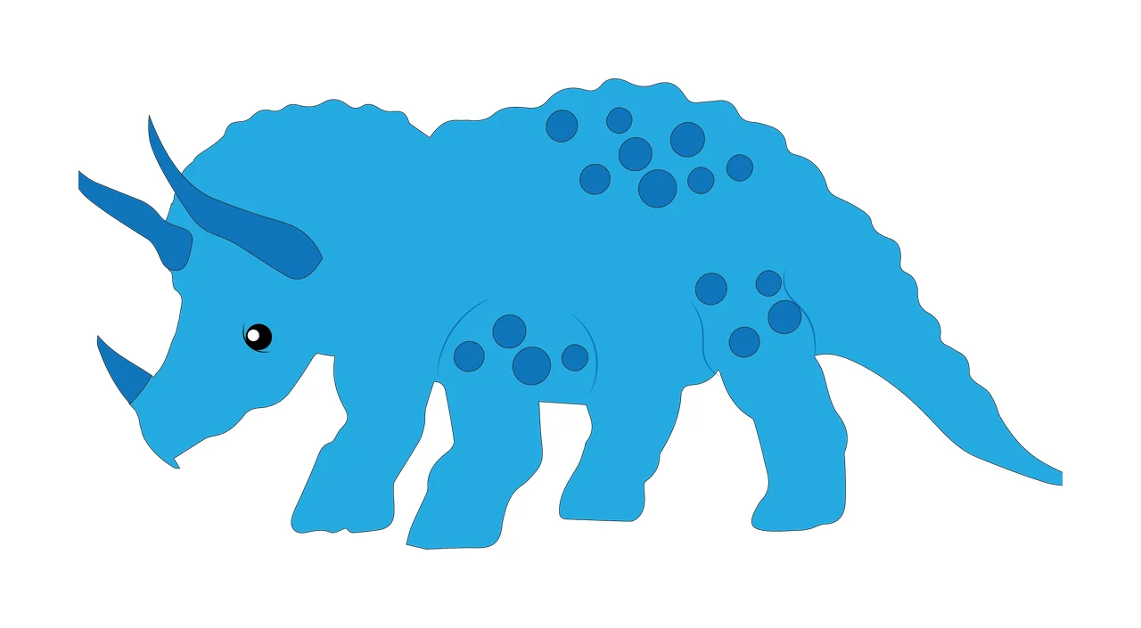 Dinosaur Spiky Horned Walking Silhouette With Large Neck horn