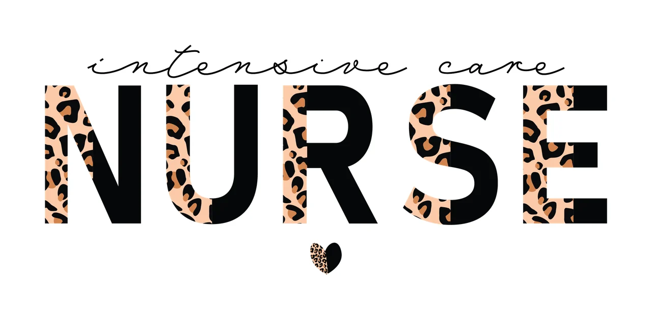 Intensive Care Nurse Graphic Text heart black white medical