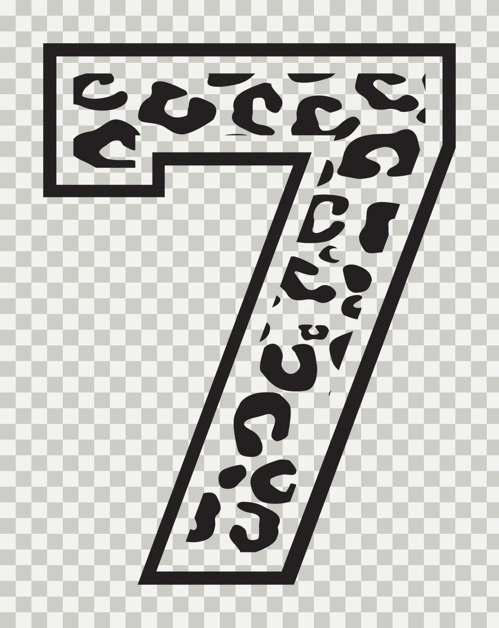 Black Varsity Half Font Leopard Character 24 print animal cheetah transparency and detail preview thumbnail