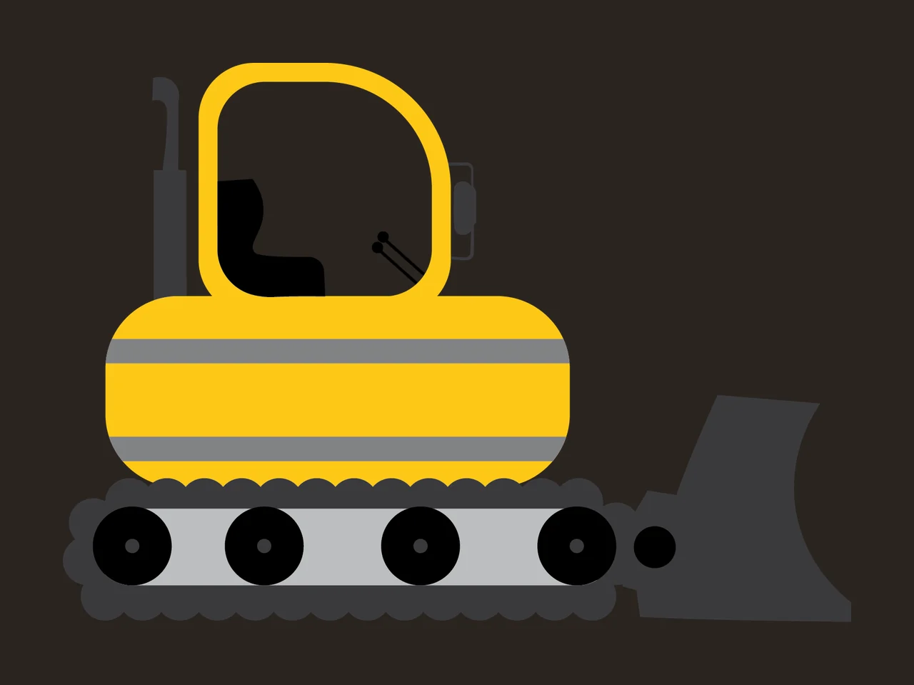 Construction Black Silhouette Of A Bulldozer With Front stationary contrast preview thumbnail