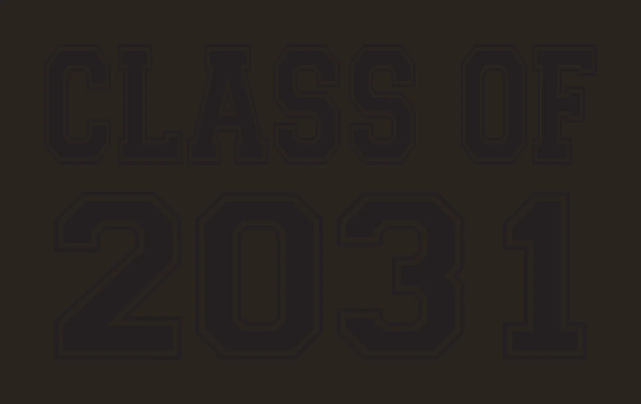 CLASS OF 2031 Typography Design with black text with white outline, two-line layout, bold block letters and numbers 2031 contrast preview thumbnail