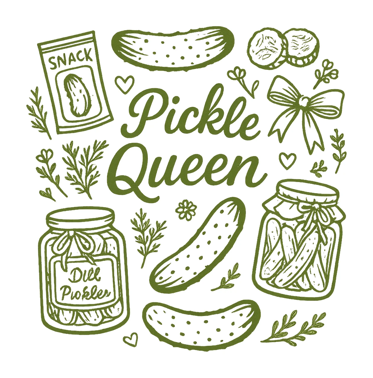 Pickle Lover Doodles Funny Pickle Artwork Digital High