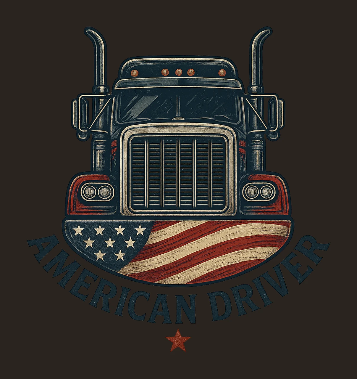 Patriotic Trucker Vintage USA Flag Semi Truck Sublimation contrast preview thumbnail