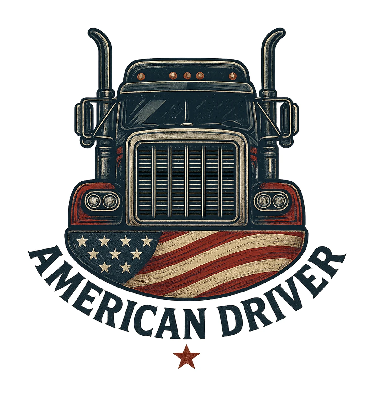 Patriotic Trucker Vintage USA Flag Semi Truck Sublimation