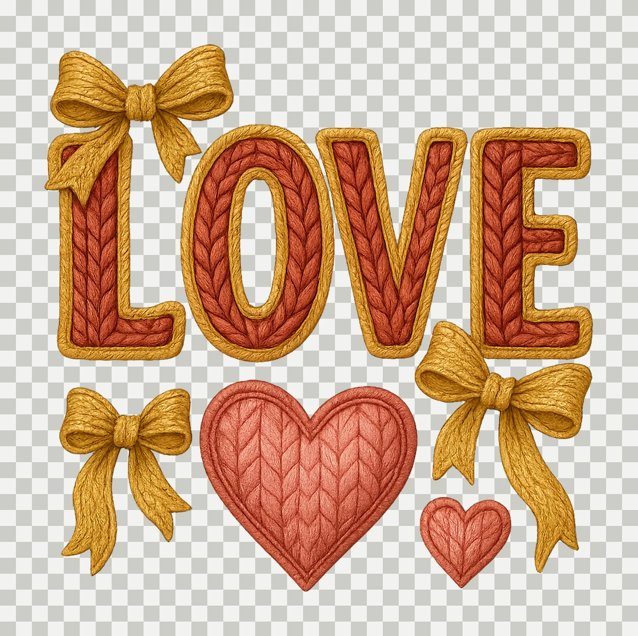Valentines Day XOXO Faux Knitted Yarn Texture Valentine transparency and detail preview thumbnail