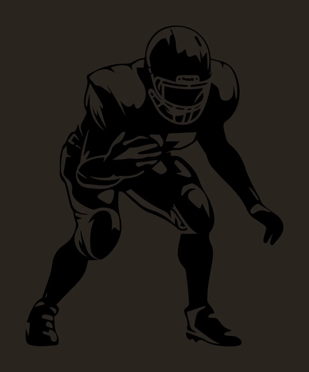 Football Player Silhouette In Stance crouching helmet pads contrast preview thumbnail