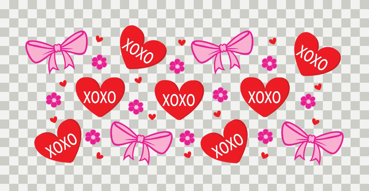 Bow Can Glass Wrap Heart And Graphic Elements hearts bows scattered transparency and detail preview thumbnail
