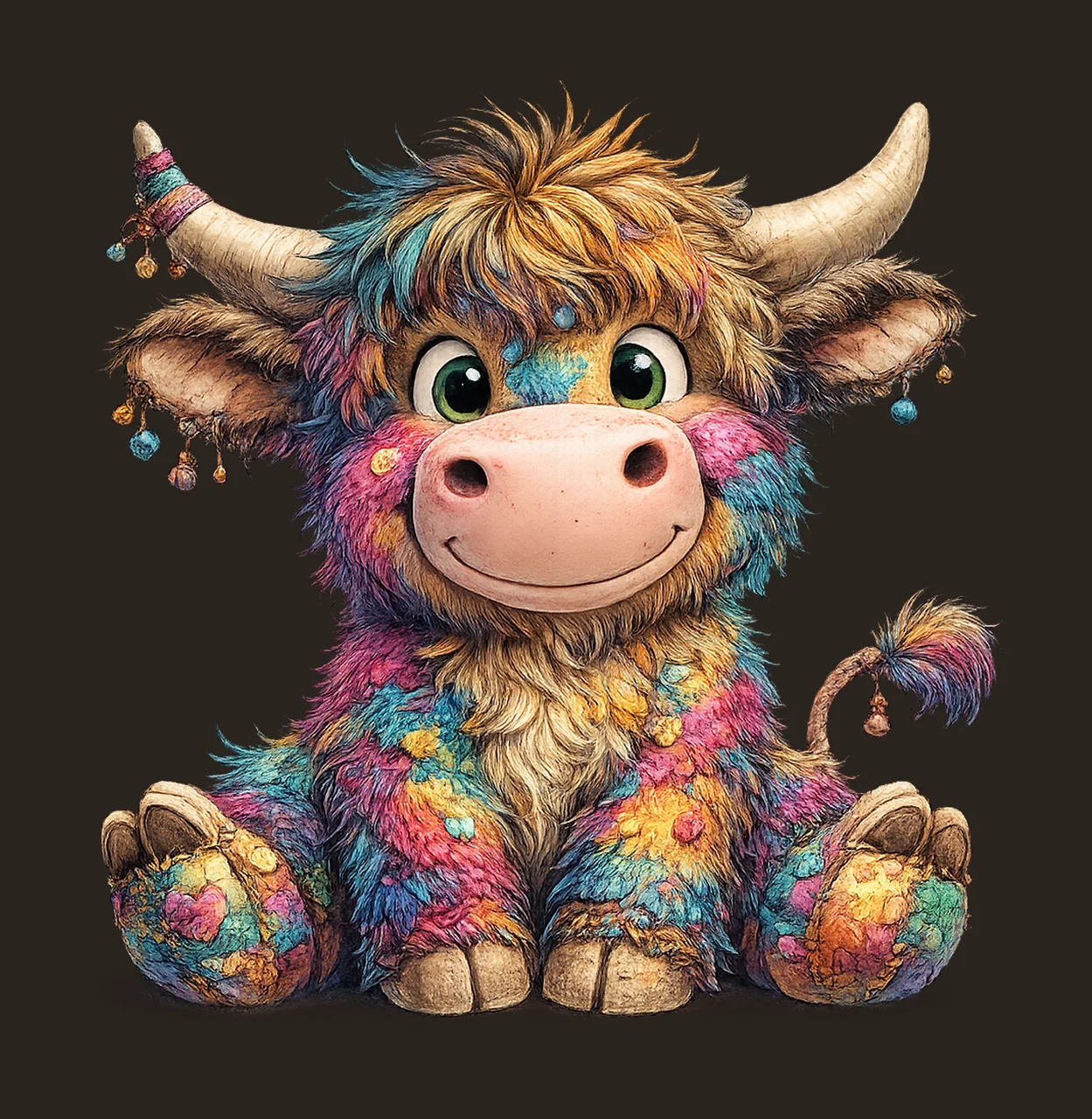 Colorful Highland Cow Artwork Cute Funky Calf Design contrast preview thumbnail