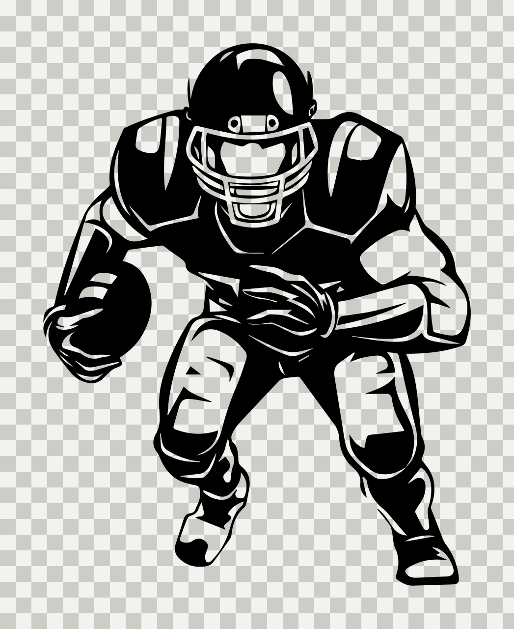 Football Player Running With Ball helmet stencil illustration transparency and detail preview thumbnail