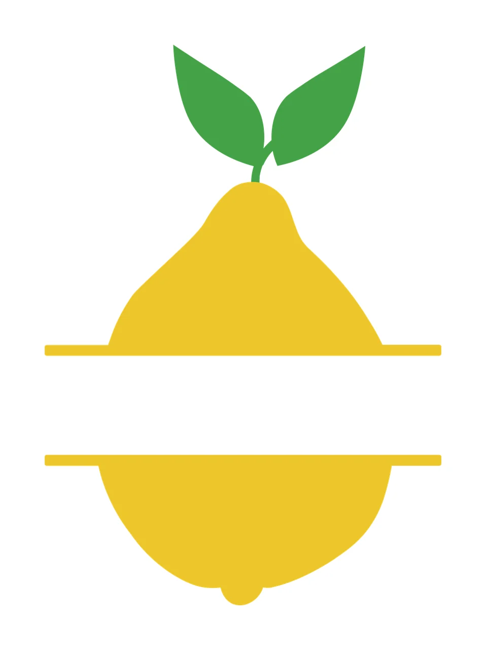 Keychain Split Pear Fruit Shape Icon leaves horizontal bars