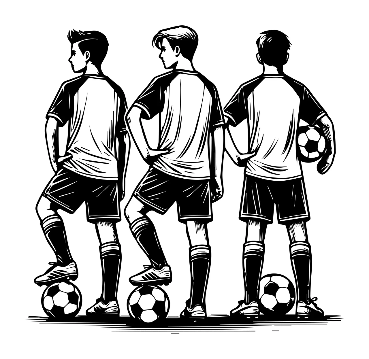Soccer Ball Player Three Players Standing With Balls shorts