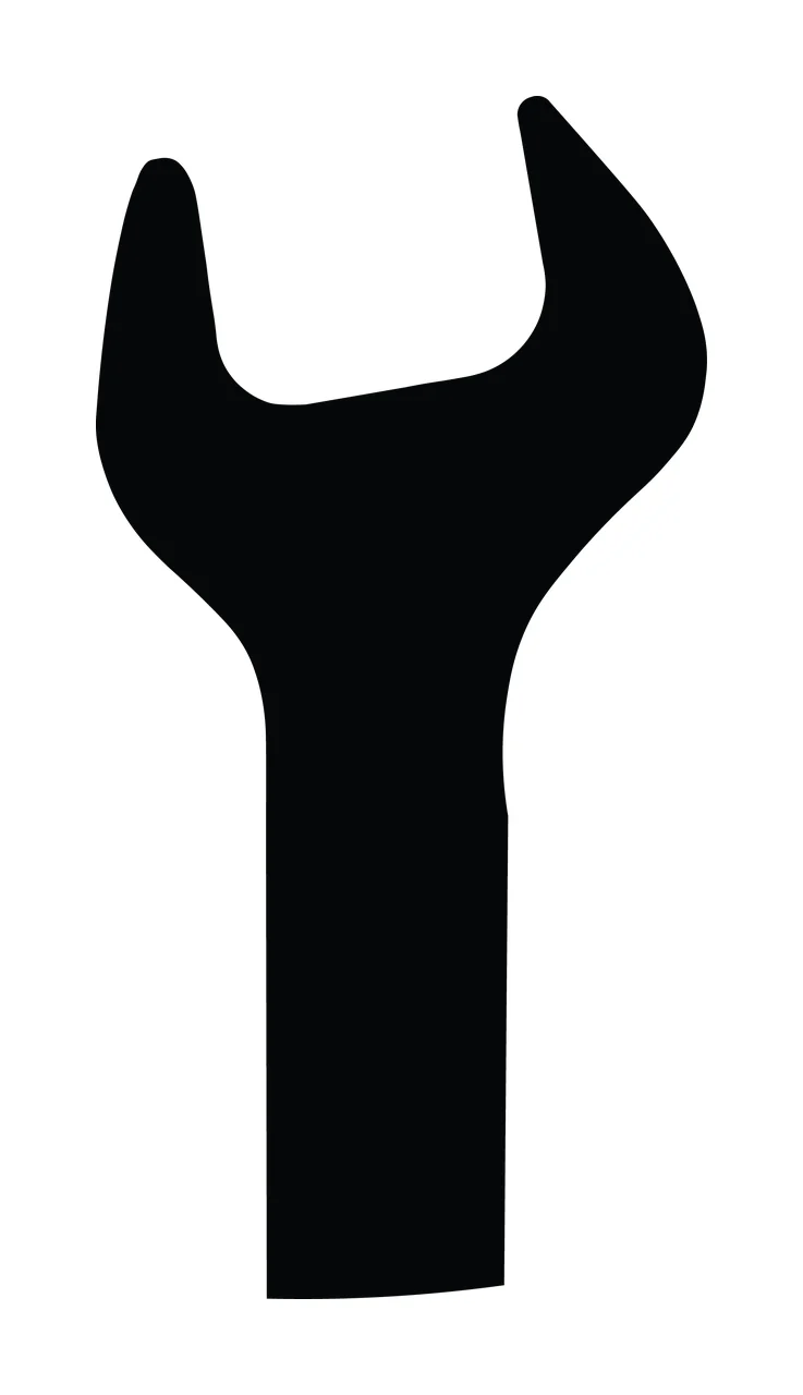 Black Silhouette Of An Open Ended Wrench Tool head mechanic