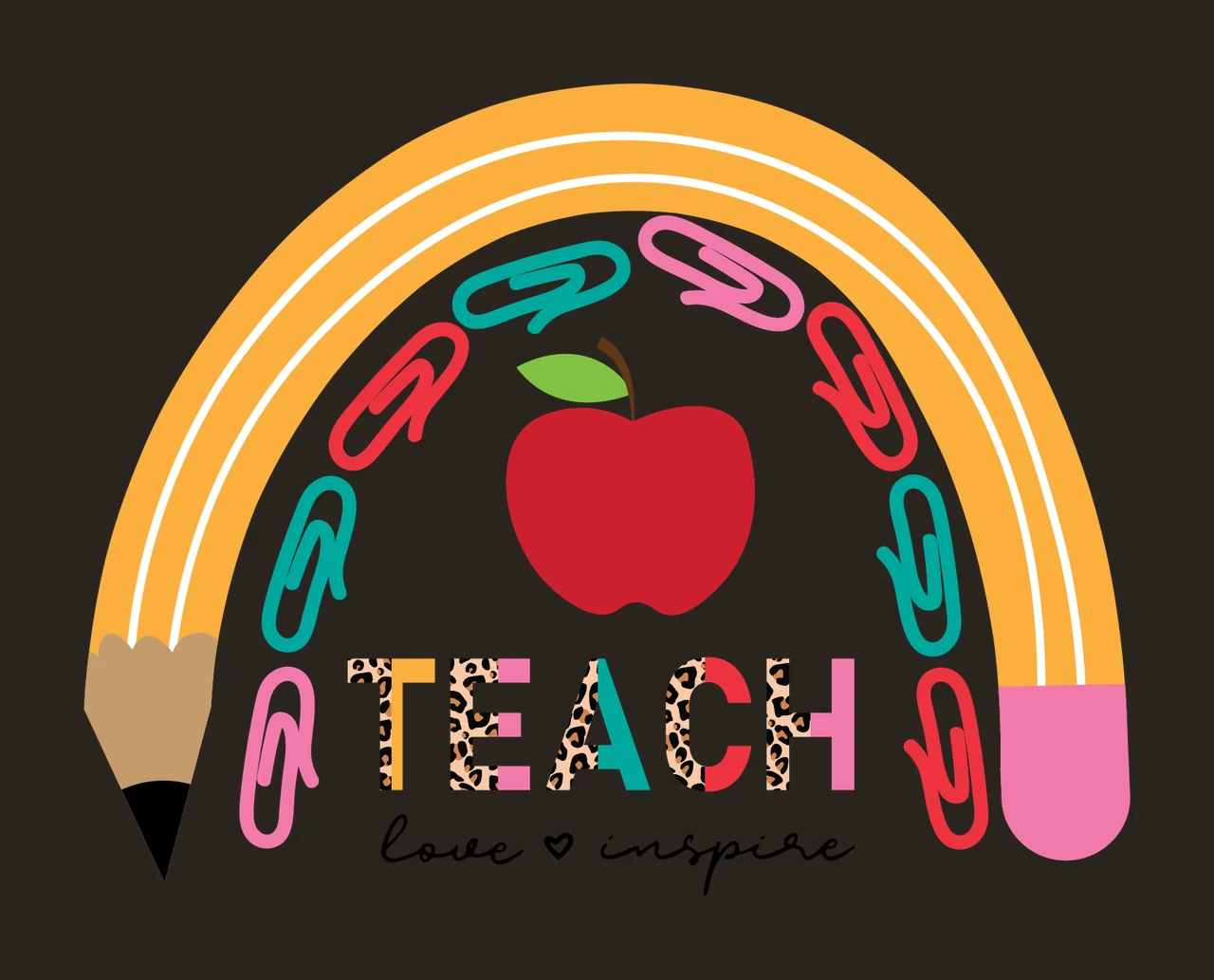 Rainbow Teach Love Inspire Paperclips curving apple graphic icon contrast preview thumbnail