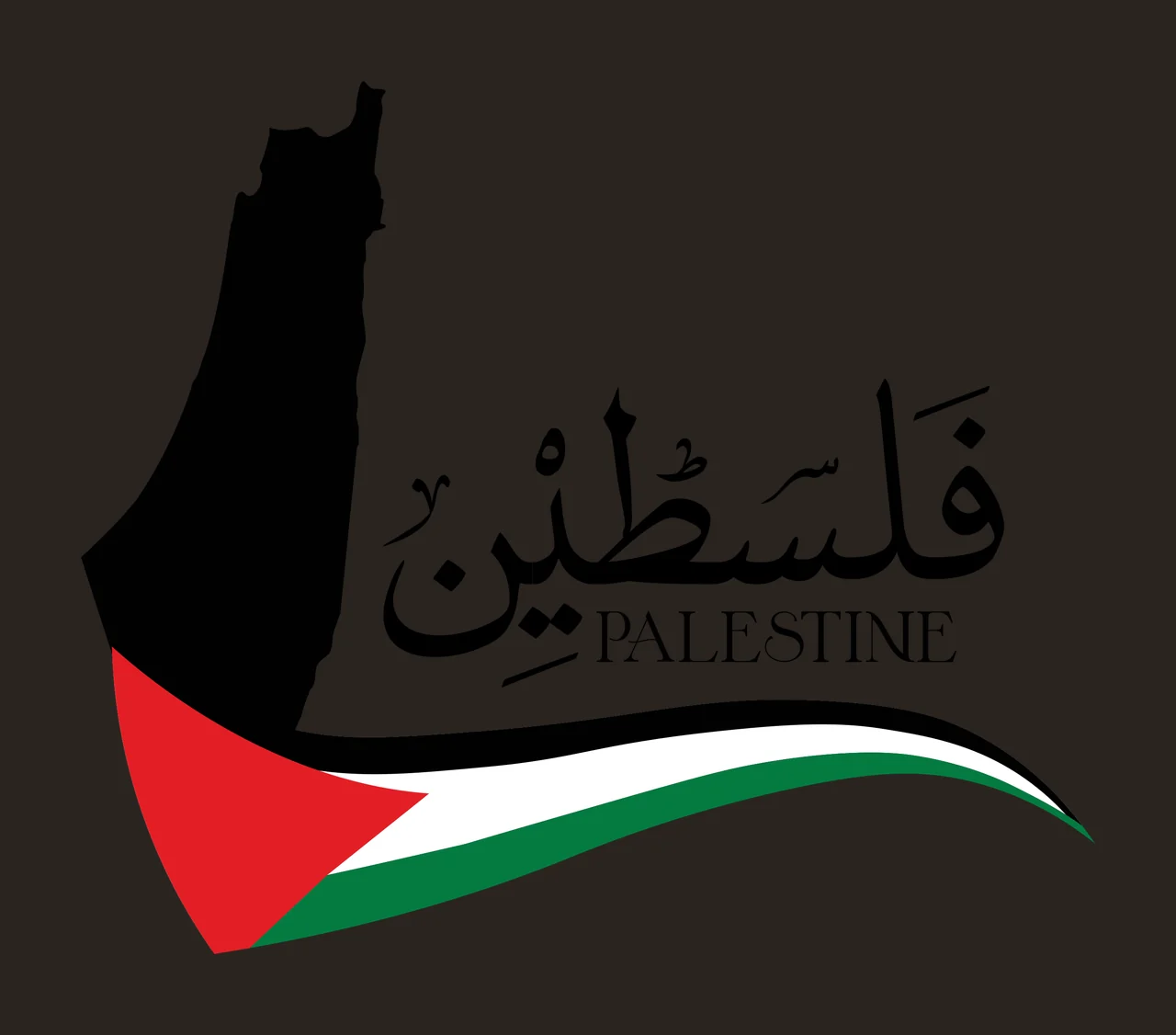 Palestine Text With Map Shaped Silhouette shape black plain contrast preview thumbnail