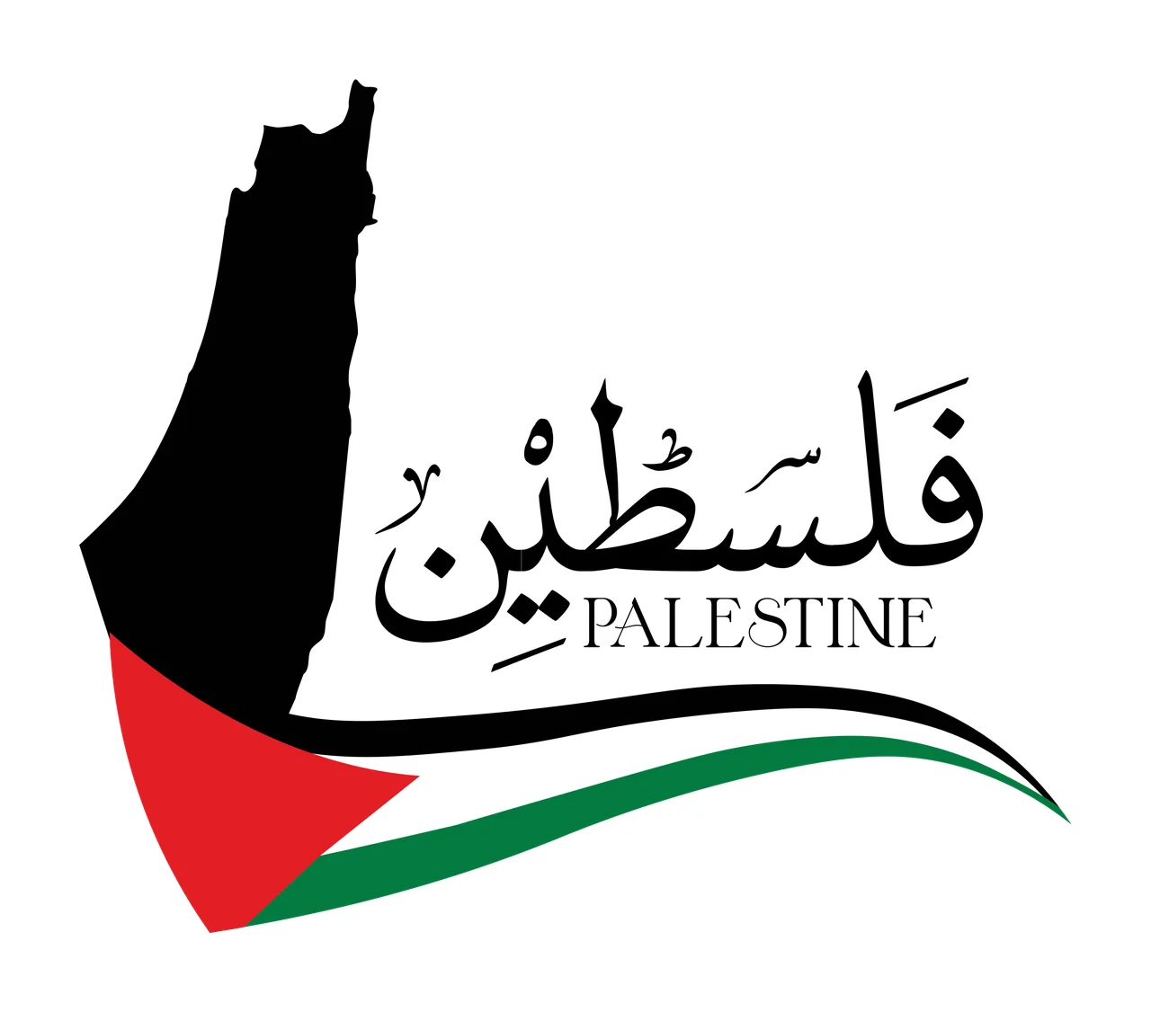 Palestine Text With Map Shaped Silhouette shape black plain