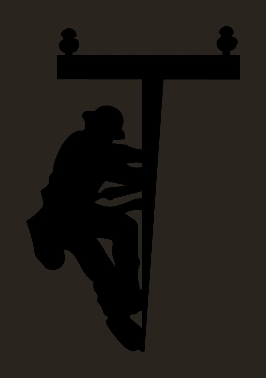 Silhouette Of A Person Climbing Utility Pole lines black blank contrast preview thumbnail