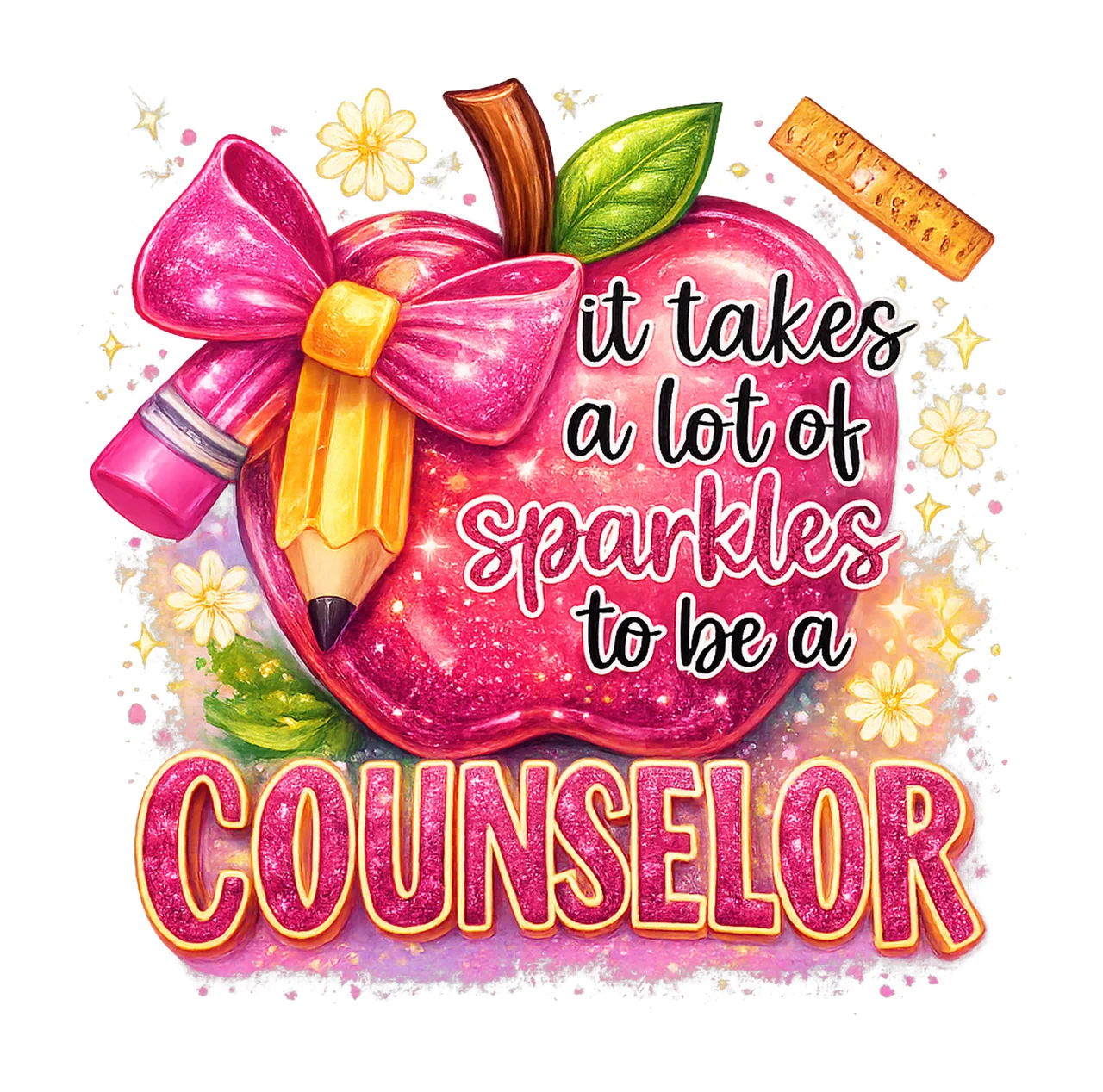 Counselor School Counselor Sublimation Sparkle Design