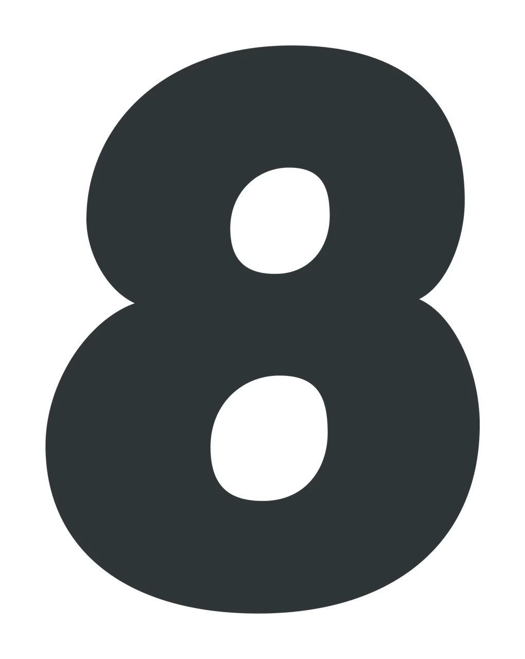 Number 8 Eight Black Silhouette bold plain white typography