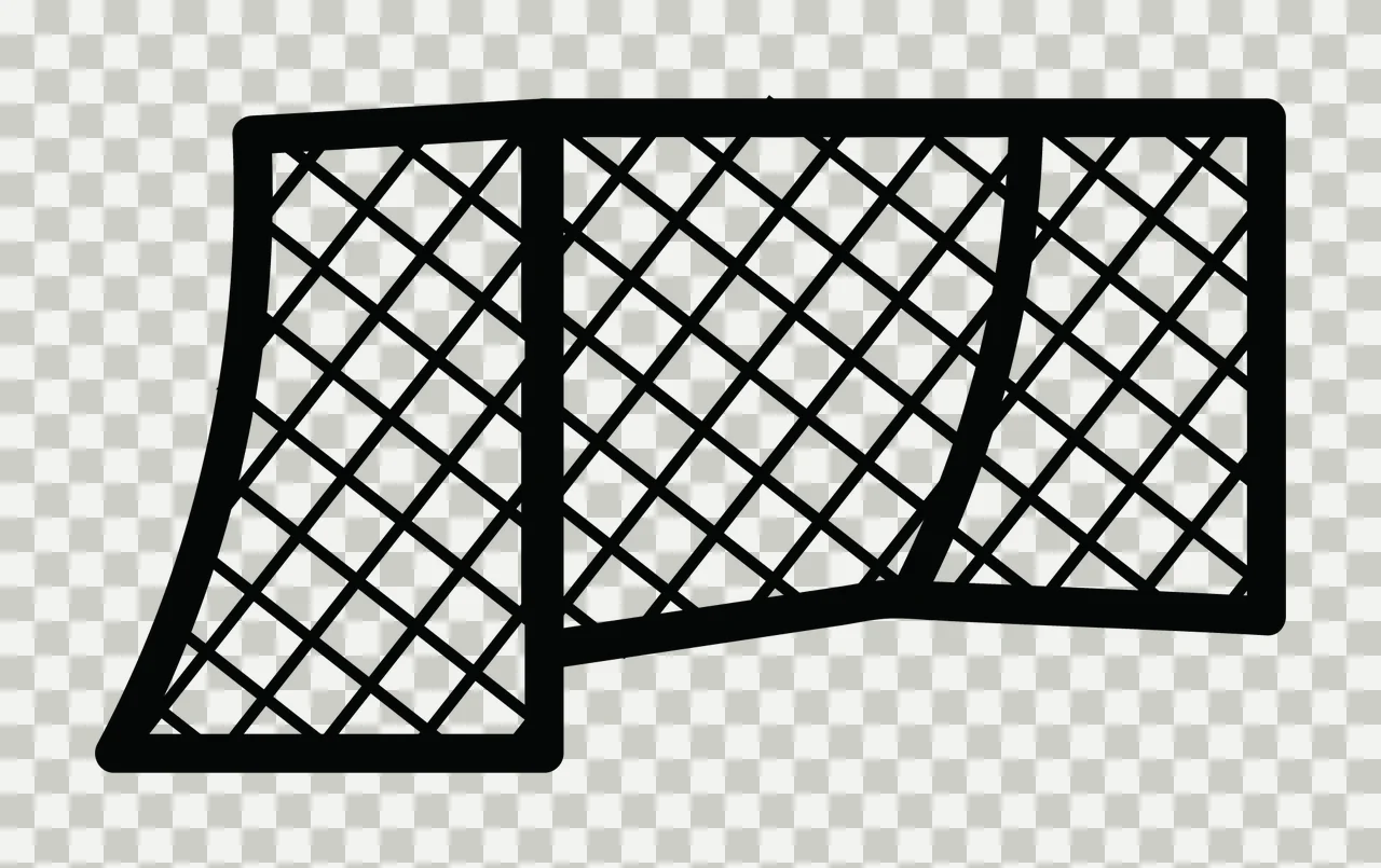 Empty Sports Goal Net Frame standing mesh outline black and white transparency and detail preview thumbnail