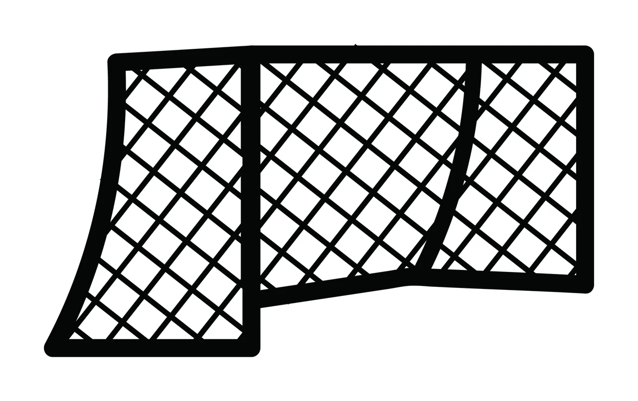 Empty Sports Goal Net Frame standing mesh outline black and white