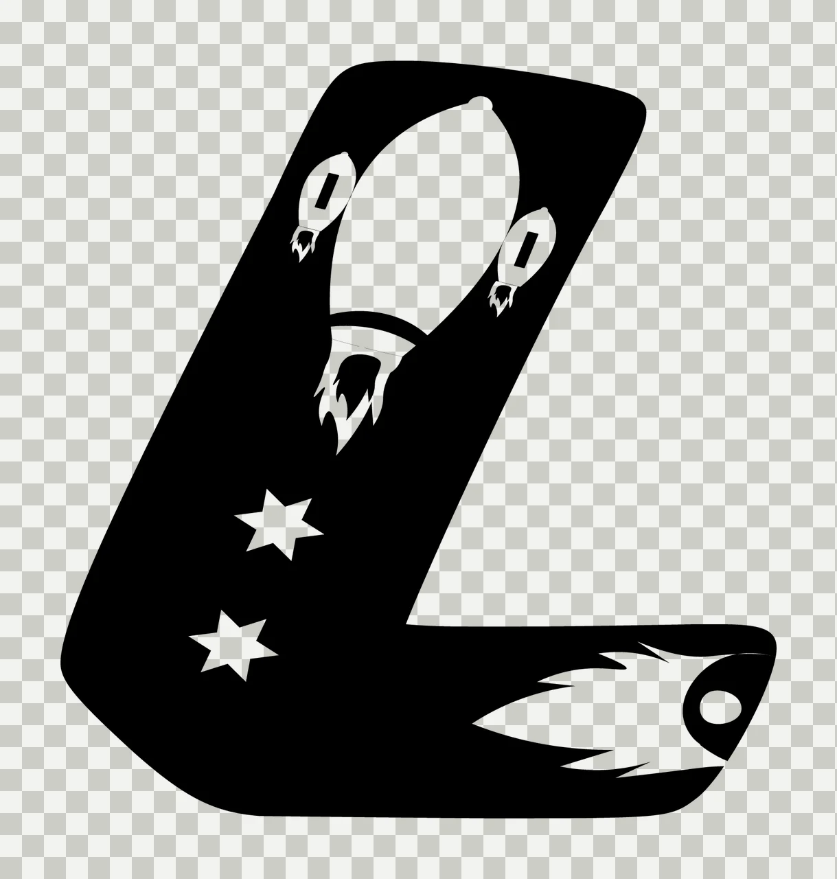Space L Letter With Rockets transparency and detail preview thumbnail