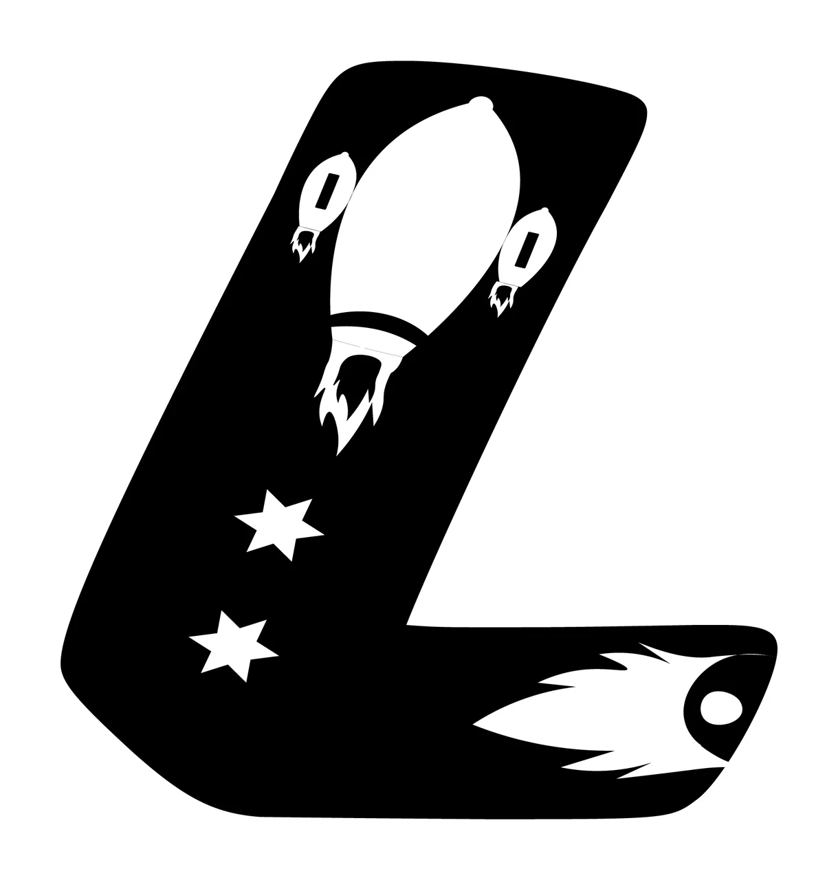 Space L Letter With Rockets