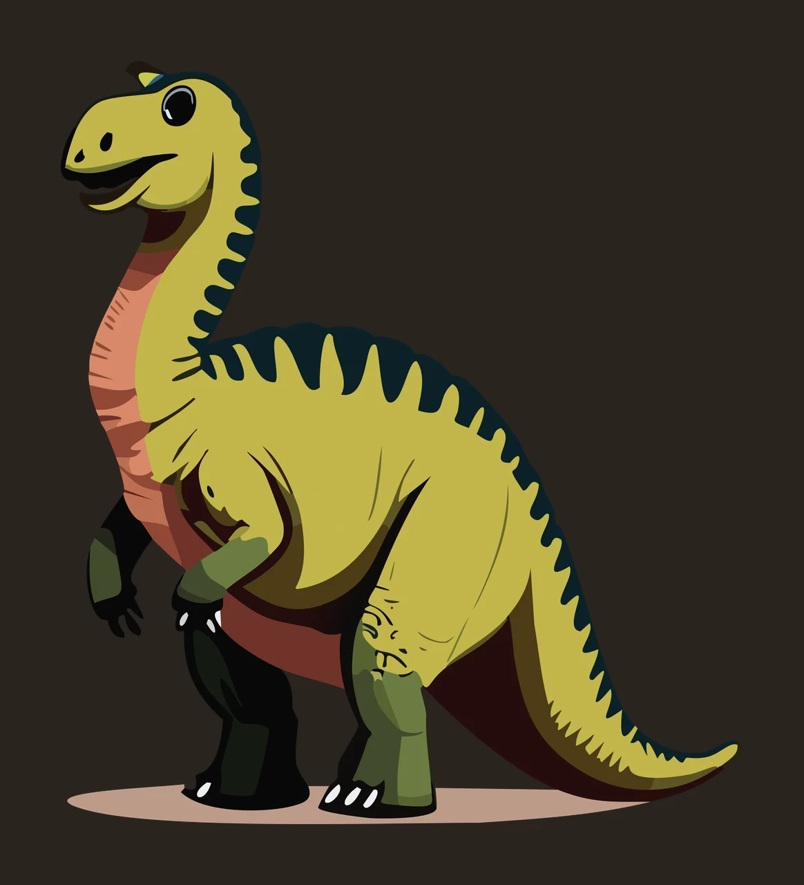Dinosaur Side View With Curved Neck standing long tail legs contrast preview thumbnail