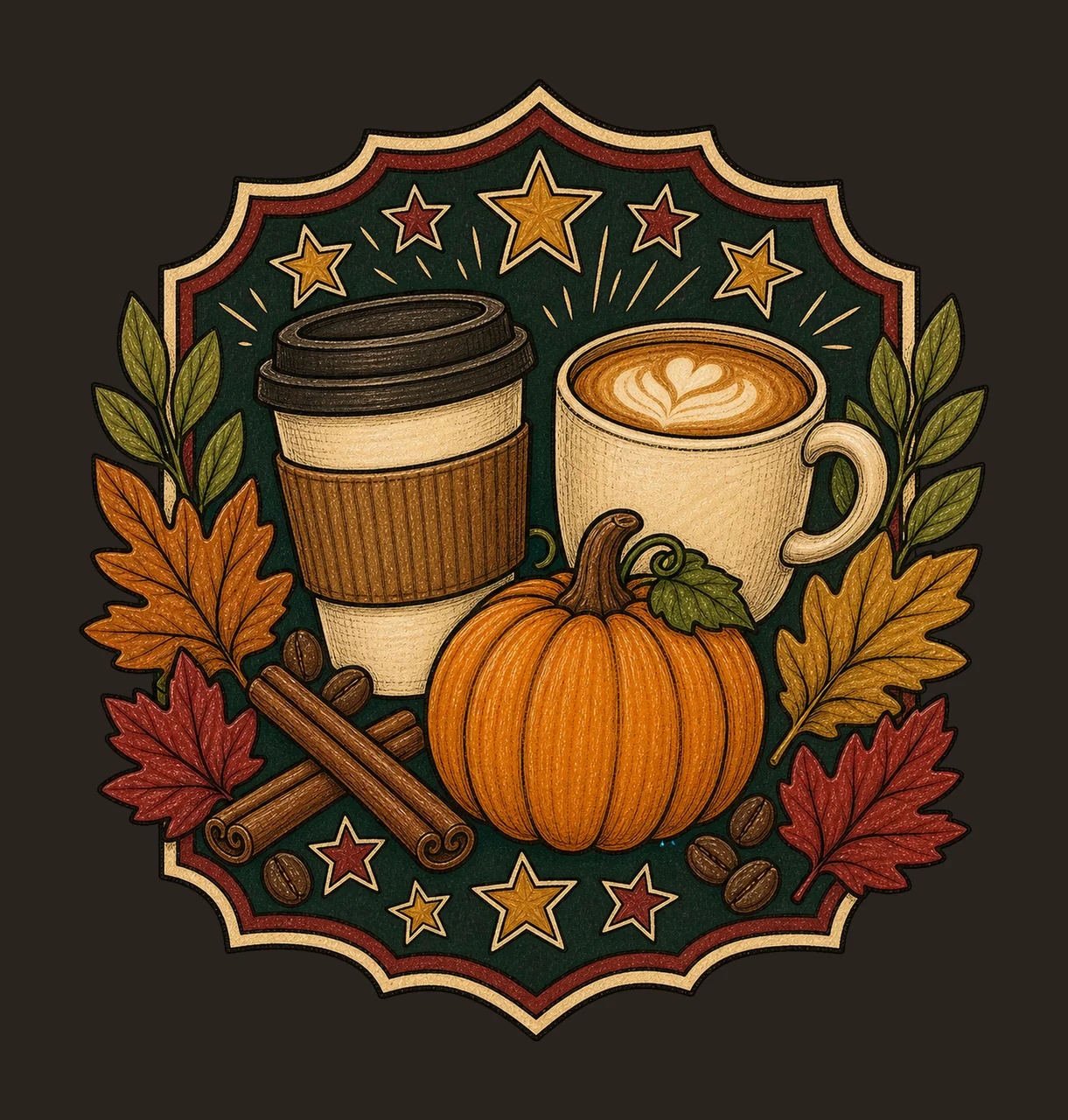 pumpkin spice coffee 03 retro varsity sublimation instant contrast preview thumbnail