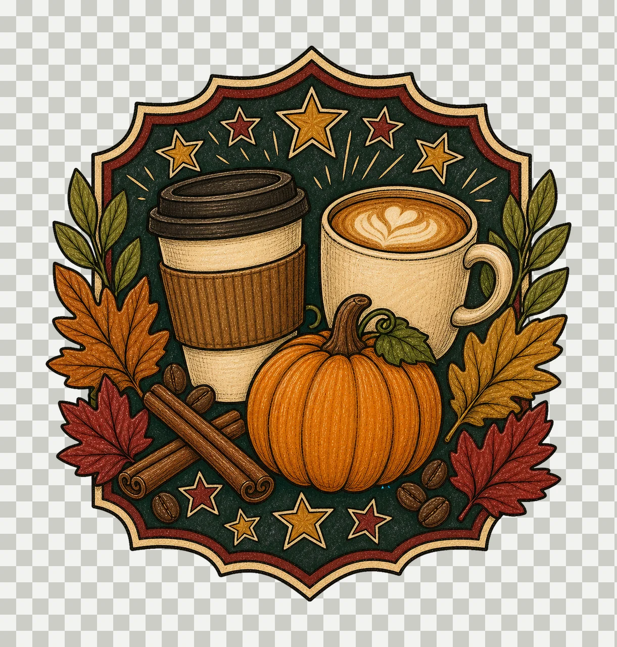 pumpkin spice coffee 03 retro varsity sublimation instant transparency and detail preview thumbnail