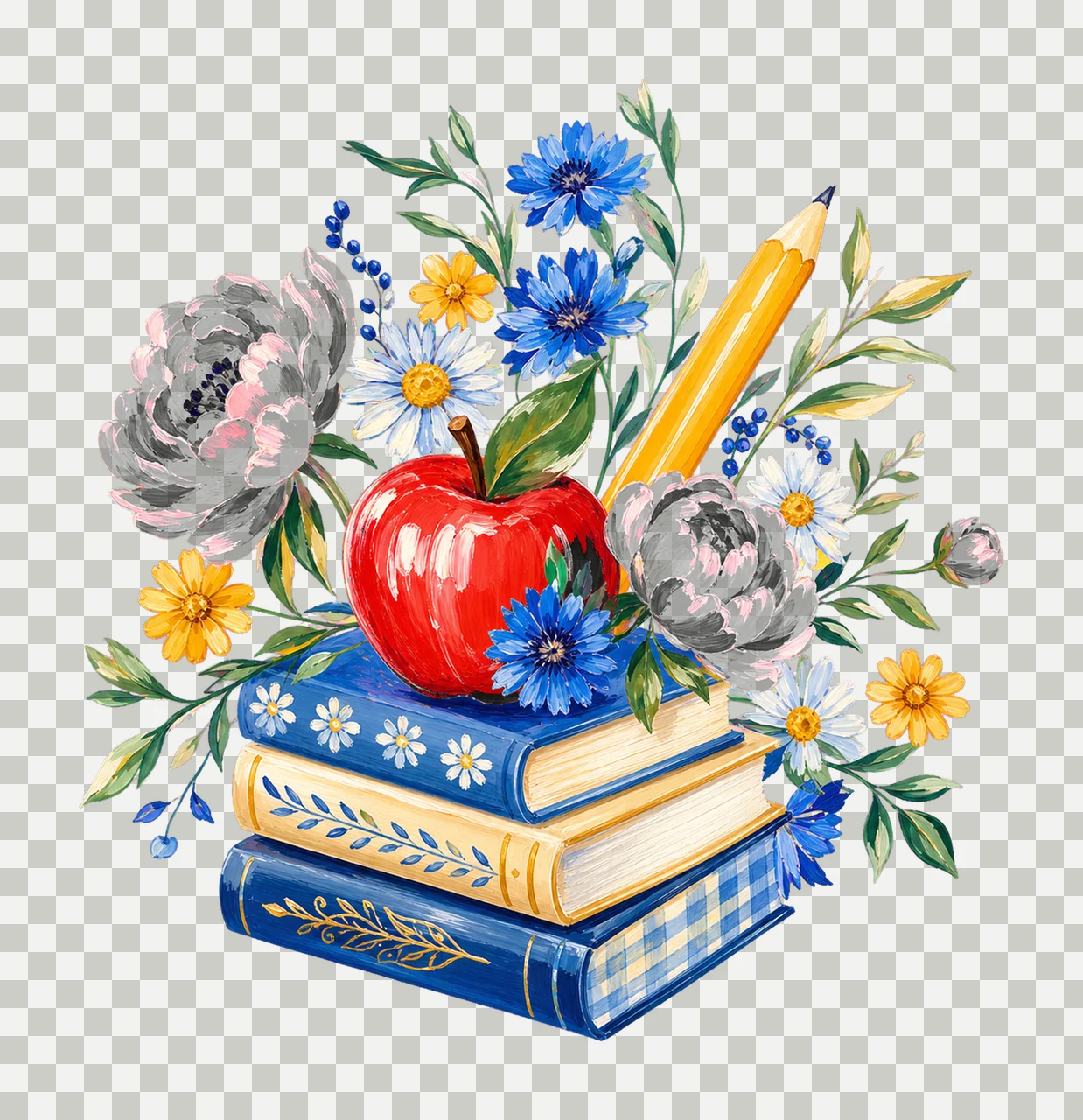 Floral Teacher Pencil Coquette Back To School Variation A transparency and detail preview thumbnail