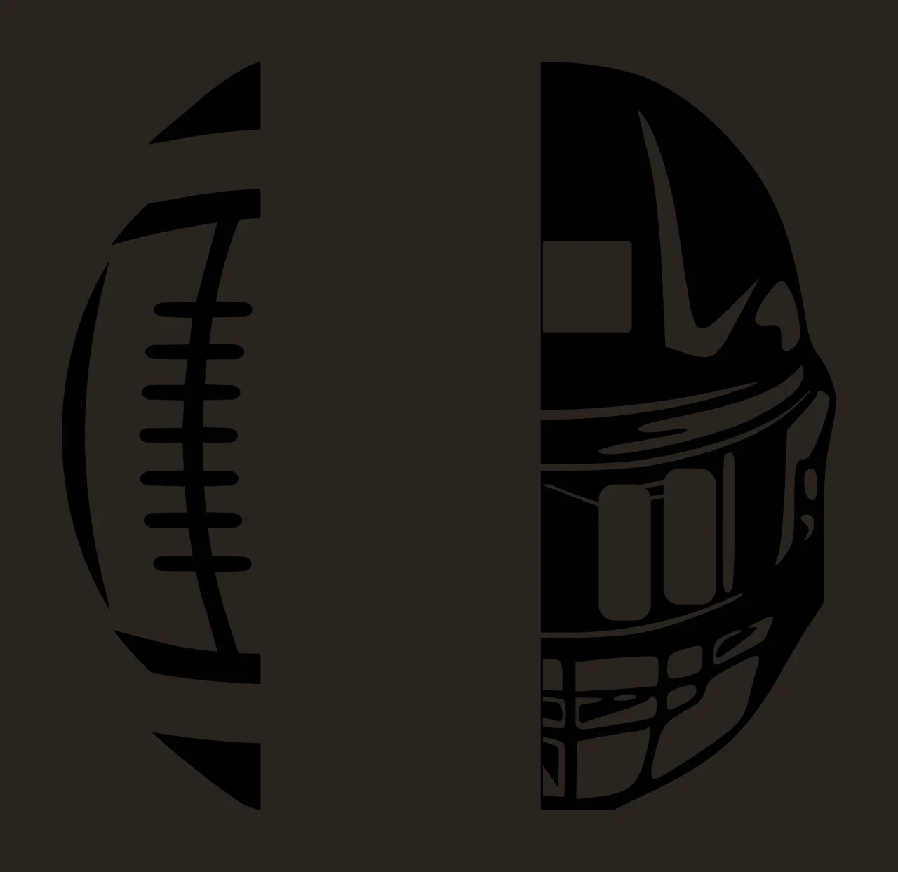 Football And Sports Helmet Split Icon ball graphic black white contrast preview thumbnail