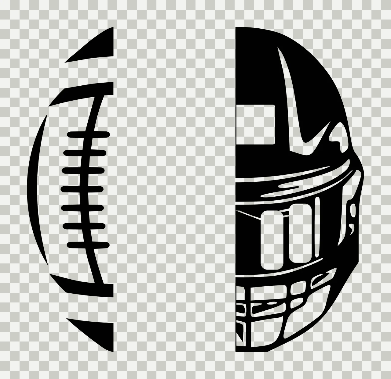 Football And Sports Helmet Split Icon ball graphic black white transparency and detail preview thumbnail