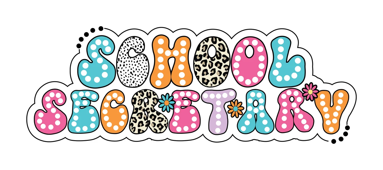 School Secretary Bubble Font Design typography display flower icons
