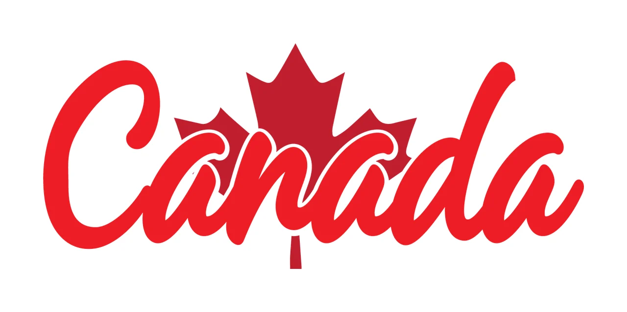 Canada Text With Maple Leaf Representing calligraphic script