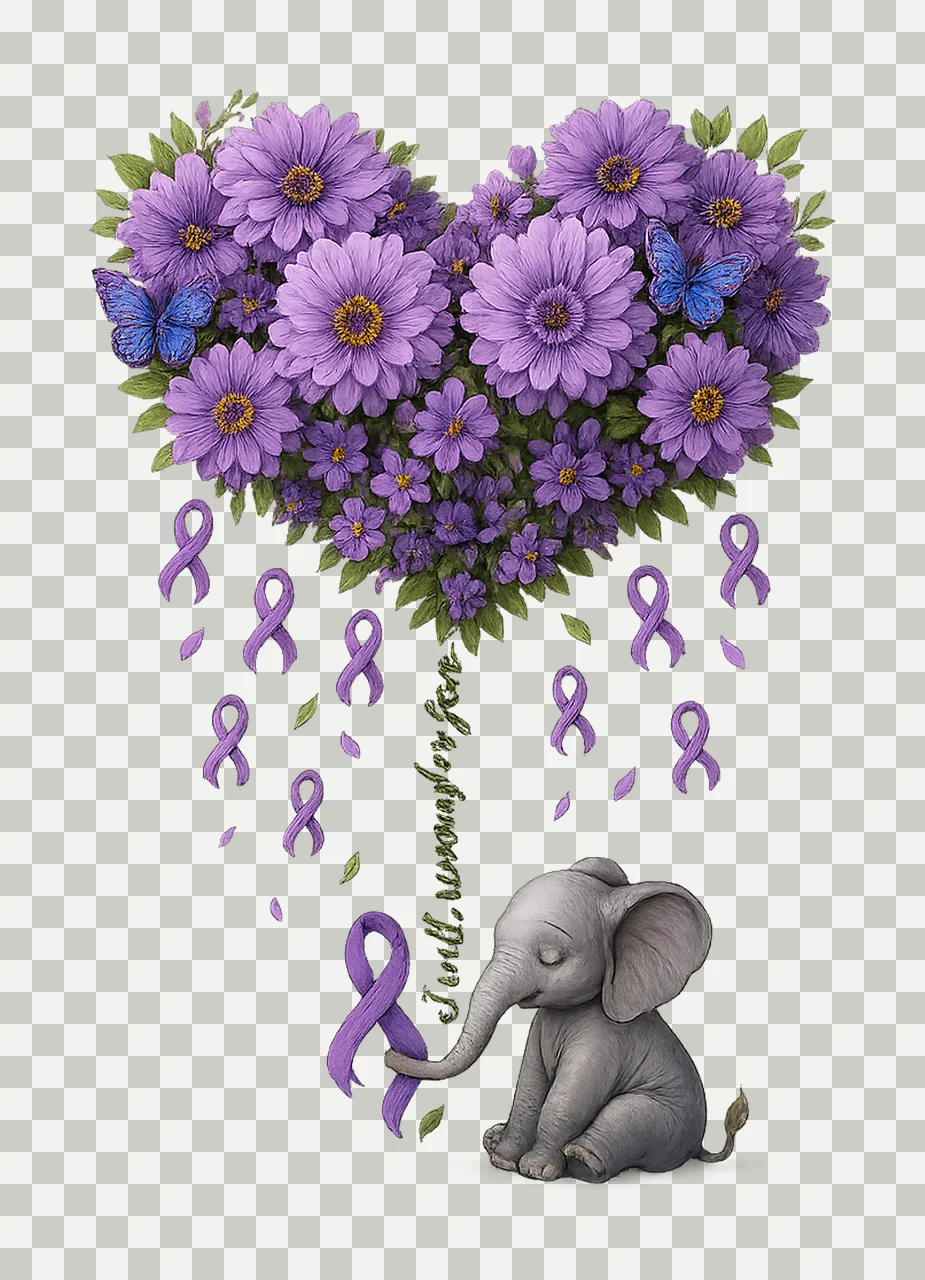Alzheimer Awareness Cute Elephant Will Remember For You transparency and detail preview thumbnail